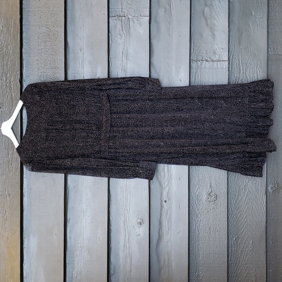 LENON Black Stone Dots Burnout Velvet Surplice Midi 'Rose' Dress sz M Women's - Picture 10 of 13